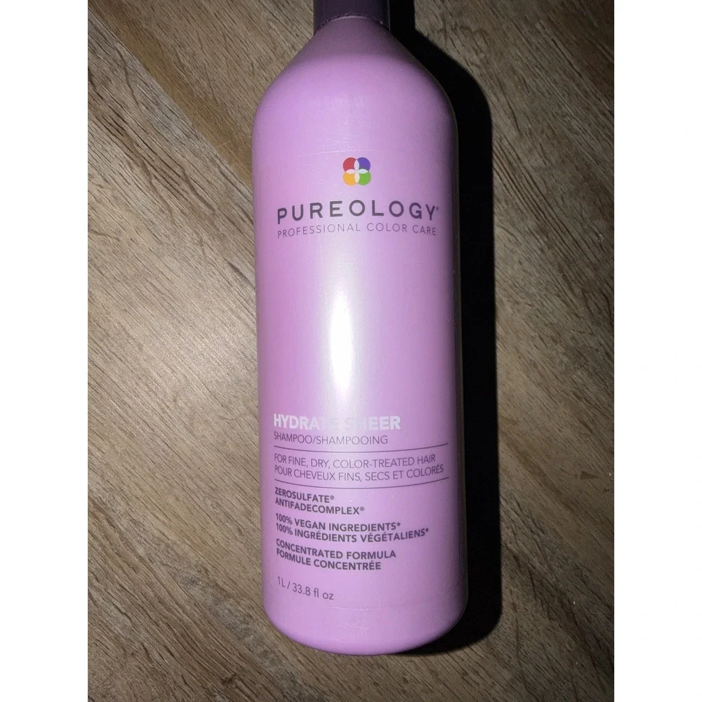 Pureology Hydrate Sheer Shampoo 1 liter 33.8 fl oz Sulfate Free Vegan Dry Hair